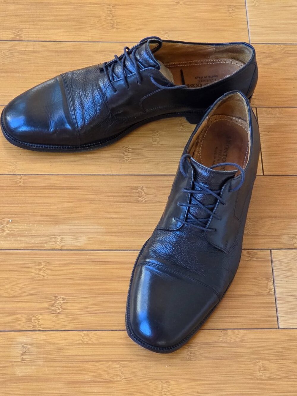 PRONTO Uomo Firenze Italian Leather Dress Shoes Derby Cap Toe Men's 11 Black